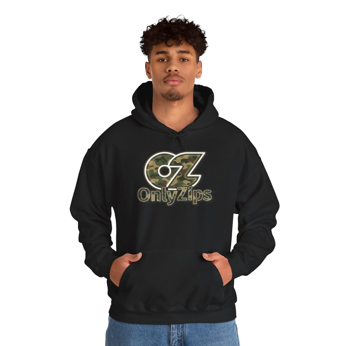 Only Zips Camo Hoodie - Black